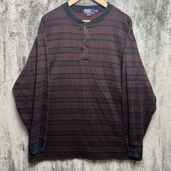 Polo Ralph Lauren Other - Vintage Polo Ralph Lauren Shirt Mens XL Henley Fair Isle Pullover Made USA 90s